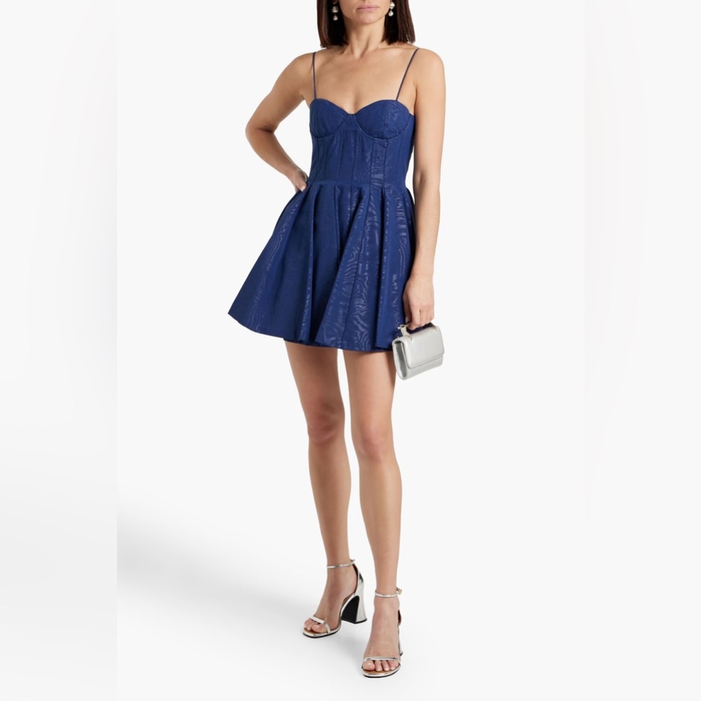 ALICE + OLIVIA Blue Adara pleated moire mini dress NWT Size 2